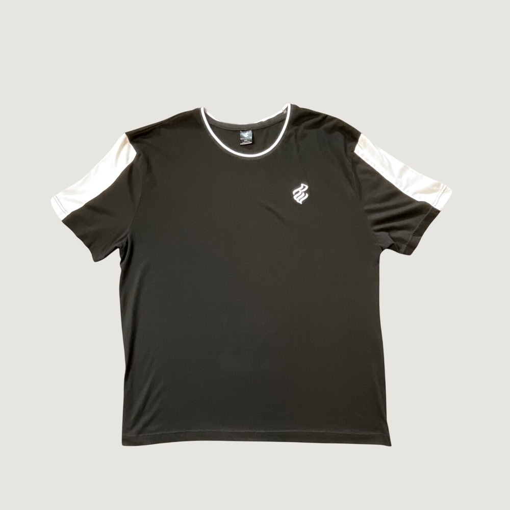 Rocawear Mens 5XL Black White Colorblock Short Sleeve Crew Neck T-Shirt Logo